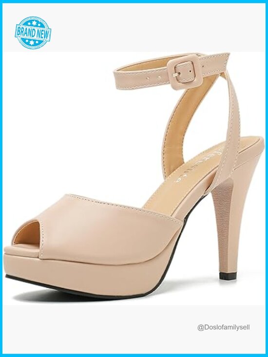 Shoes - Platform High Heel Sandals Ankle Strap Peep Toe Slingback Dress Shoes